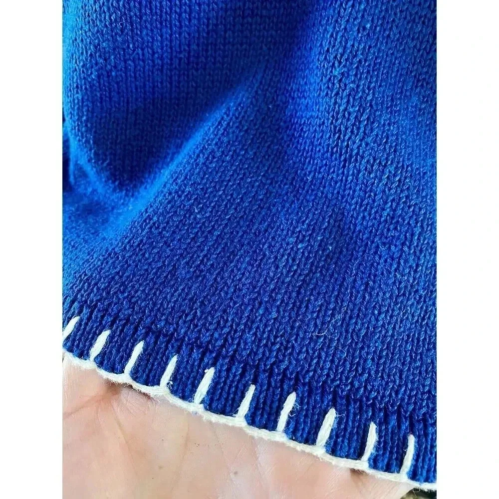 DESIGNERS ORIGINALS vintage Christmas cardigan Ugly Sweater Blue Size Small Knit